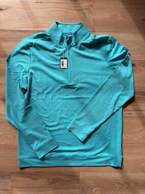 Johnnie-O Aqua Quarter-Zip Pullover NWT size14